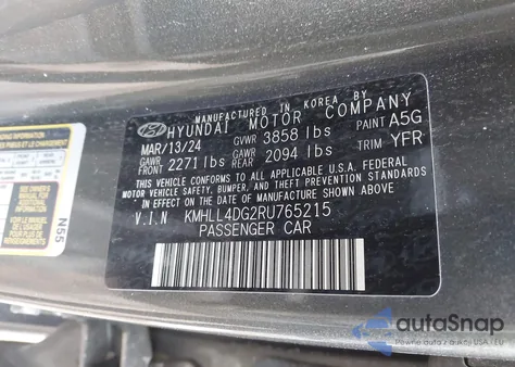 2024 Hyundai Elantra Se z USA, uszkodzony, nr VIN KMHLL4DG2RU765215